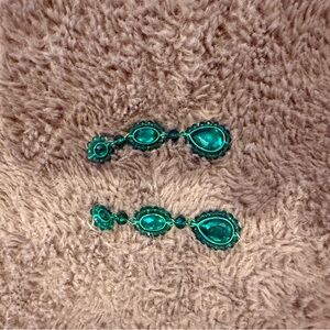 Green Teardrop Dangle Earrings